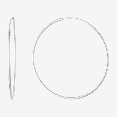 Silver Reflections Pure Silver Over Brass Hoop Earrings