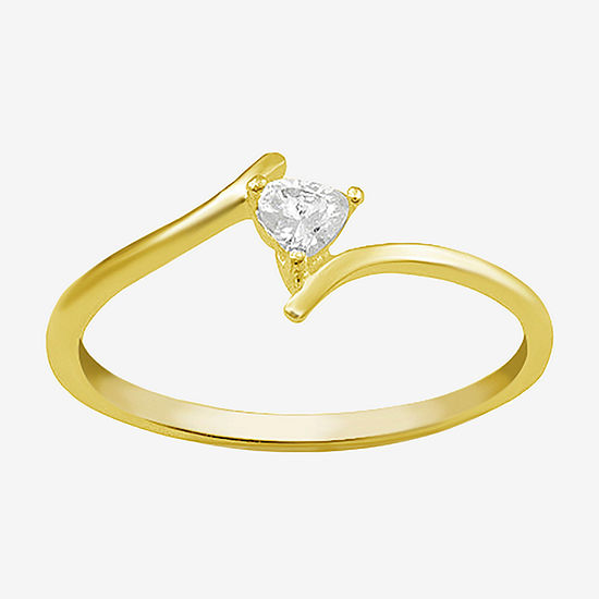Itsy Bitsy Cubic Zirconia 14K Gold Over Silver Bypass  Band