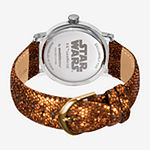 Disney Star Wars Womens Gold Tone Leather Strap Watch Wds001059