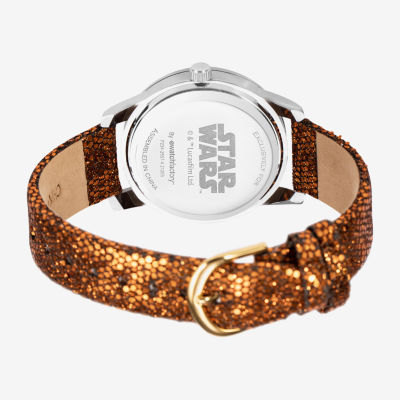 Disney Star Wars Womens Gold Tone Leather Strap Watch Wds001061