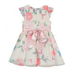 Rare Editions Toddler Girls Short Sleeve Flutter Sleeve A-Line Dress