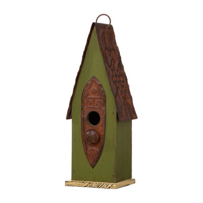 Glitzhome 13.25in Distressed Solid Wood Bird House