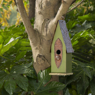 Glitzhome 13.25in Distressed Solid Wood Bird House