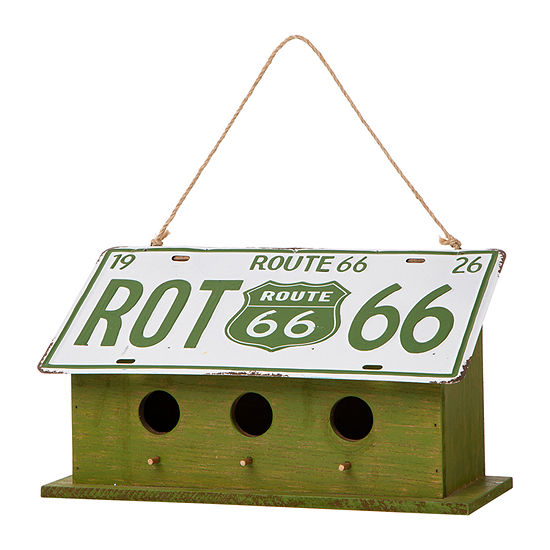 Glitzhome 14in Wood/Metal Licence Plate Bird Houses