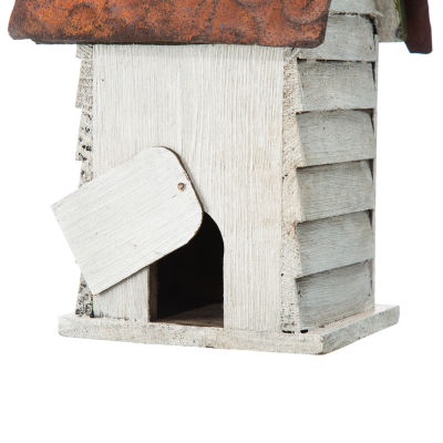 Glitzhome 12in Distressed Solid Wood Bird House