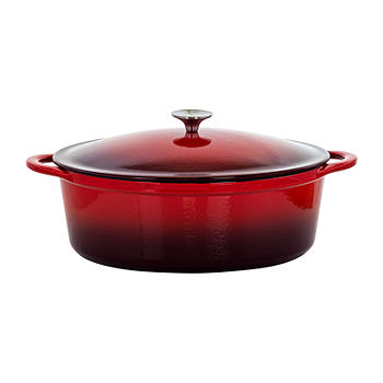 Lodge Cast Iron 7 Quart Oval Enameled Cast Iron Dutch Oven in Red