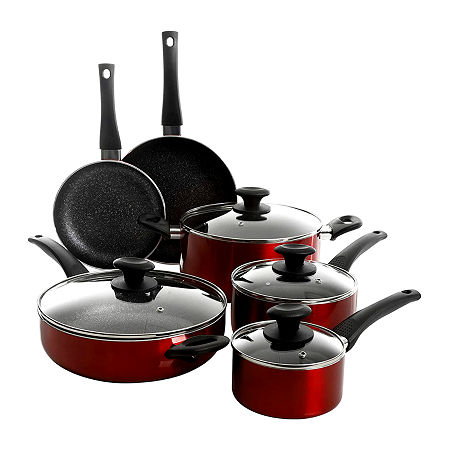 Oster 10-Pc 10-pc. Non-Stick Cookware Set, One Size, Red