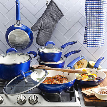 Oster 12 Piece Aluminum Non Stick Home Frying Pot & Pan Cookware