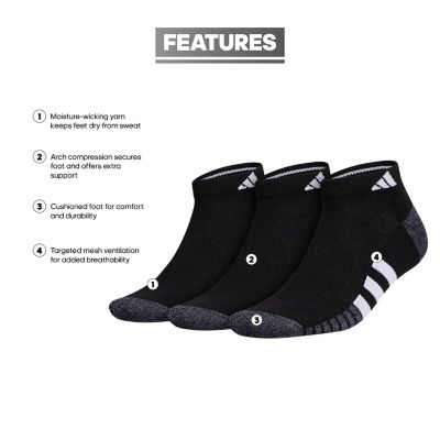 adidas Cushioned Mens 3 Pair Big and Tall Low Cut Socks