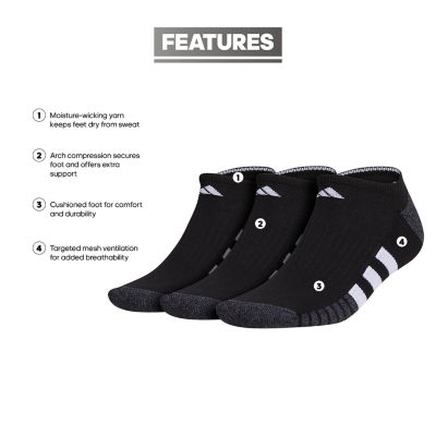 adidas Cushioned Mens 3 Pair Big and Tall No Show Socks