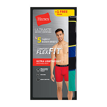 Hanes Ultimate Comfort Flex Fit Ultra Lightweight Bonus Pack Mens 5 Pack  Boxer Briefs