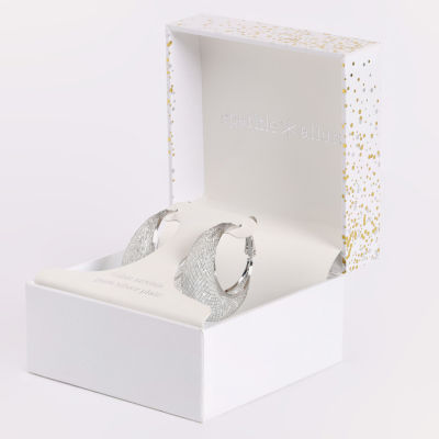 Sparkle Allure Womens Crystal 31.4mm Hoop Earrings