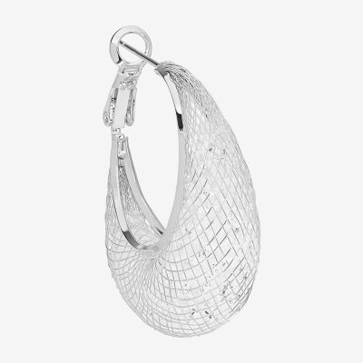 Sparkle Allure Womens Crystal 31.4mm Hoop Earrings