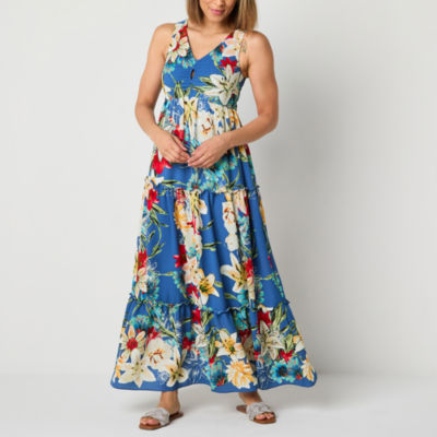 Danny & Nicole Womens Sleeveless Floral Maxi Dress