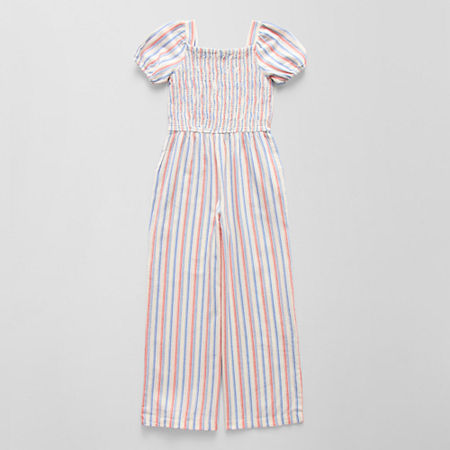 Thereabouts Little & Big Girls Short Sleeve Jumpsuit, X-large (18.5) Plus, White