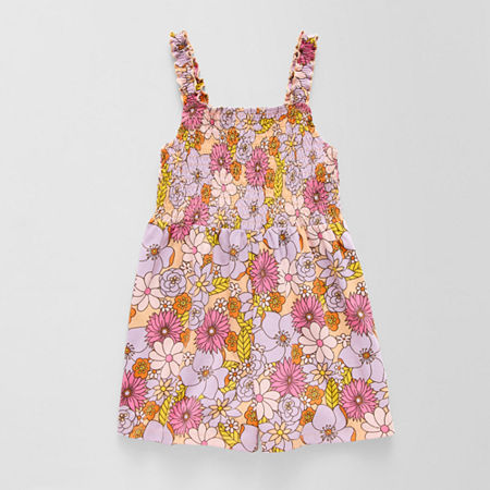 Thereabouts Little & Big Girls Sleeveless Romper, X-large (16), Orange