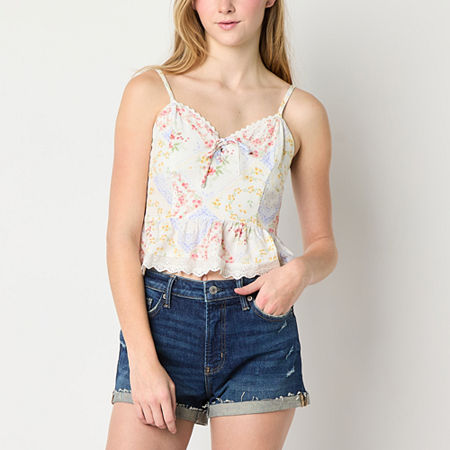Arizona Womens Juniors Sweetheart Neck Sleeveless Tank Top, Xx-large, White