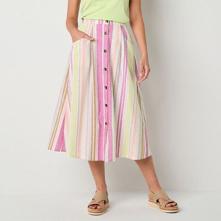 St. John's Bay Womens Midi A-Line Skirt, X-large, Brown