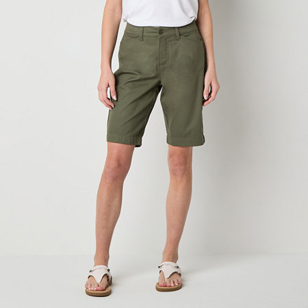 St. John's Bay Womens Mid Rise Bermuda Short, 6, Green -  ST. JOHN`S BAY, 84607121644