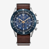 men's dress eco-drive black-brown leather strap watch 44mm bu2013-08e Citizen Eco Drive Multi Function Day & Date Black Dial Brown Leather Strap  Watch For Men main image 0