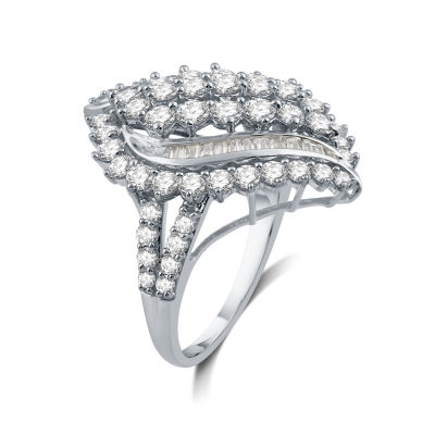 Womens 3 CT. T.W. Natural White Diamond 10K White Gold Cluster Cocktail Ring