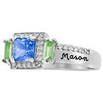 Artcarved Personalized Womens Multi Color Stone 10K White Gold Square Cocktail Ring