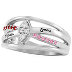 Artcarved Personalized Womens Multi Color Stone 10K White Gold Cocktail Ring