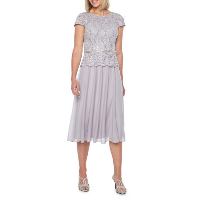 Jackie jon short shop sleeve beaded evening gown