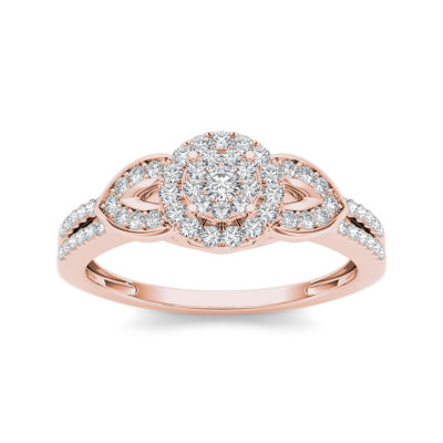 3/8 CT.T.W. Natural Diamond 10K Rose Gold Engagement Ring