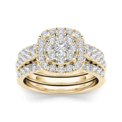 1 1/2 CT.T.W. Natural Diamond 14K Yellow Gold Bridal Ring Set