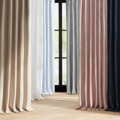 Fieldcrest Luxury Alden Linen Rod Pocket Back Tab Energy Saving 100% Blackout Single Curtain Panel