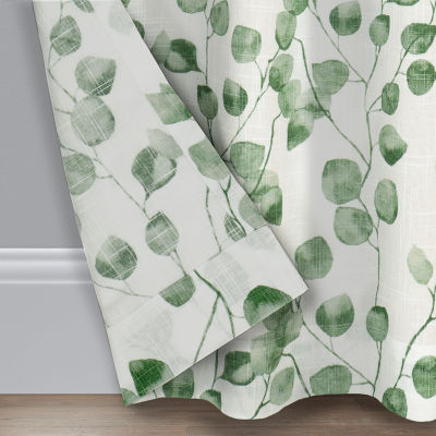 Fieldcrest Arden Botanical Leaf Cotton Grommet Top Sheer Single Curtain Panel