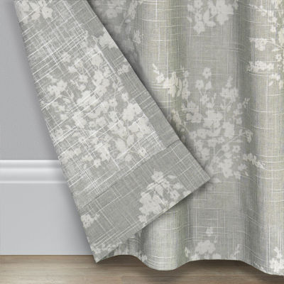 Fieldcrest Arden Tossed Bouquet Cotton Sheer Grommet Top Single Curtain Panel