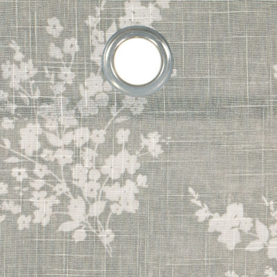 Fieldcrest Arden Tossed Bouquet Cotton Grommet Top Sheer Single Curtain Panel
