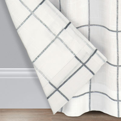 Fieldcrest Arden Windowpane Cotton Grommet Top Sheer Single Curtain Panel