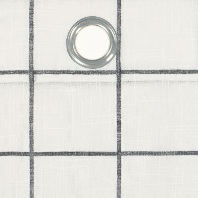 Fieldcrest Arden Windowpane Cotton Grommet Top Sheer Single Curtain Panel