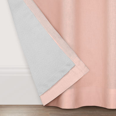 Fieldcrest Devin Solid Cotton Chambray Energy Saving 100% Blackout Grommet Top Single Curtain Panel