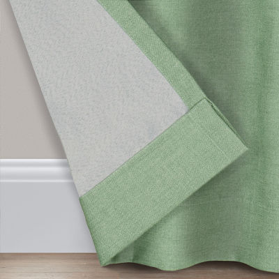 Fieldcrest Devin Flippable Stripe Cotton Chambray Rod Pocket Energy Saving 100% Blackout Single Curtain Panel