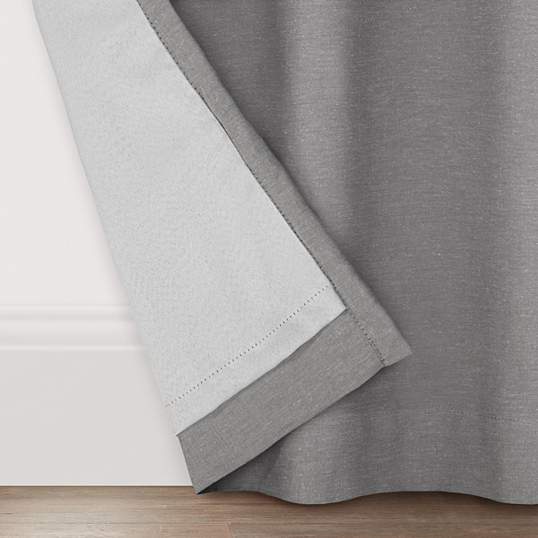 Fieldcrest Devin Solid Cotton Chambray Energy Saving 100% Blackout Grommet Top Single Curtain Panel