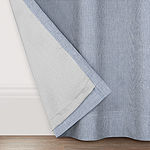 Fieldcrest Devin Solid Cotton Chambray Energy Saving 100% Blackout Rod Pocket Single Curtain Panel