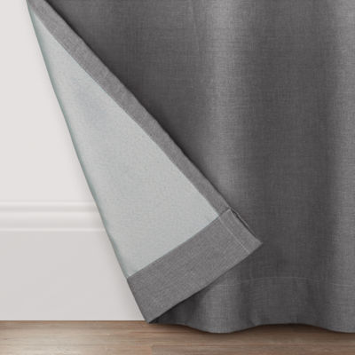 Fieldcrest Devin Flippable Ombre Cotton Chambray Rod Pocket Energy Saving 100% Blackout Single Curtain Panels