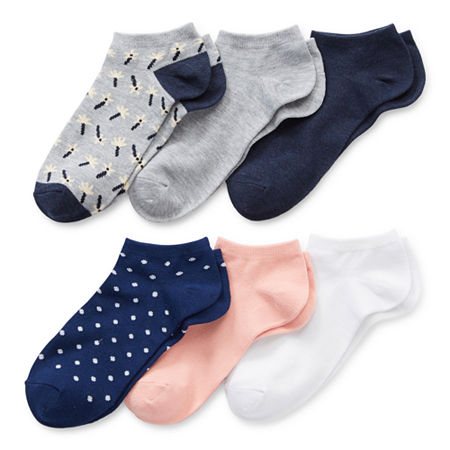 Mixit 6 Pair Low Cut Socks Womens, 4-10 , Blue