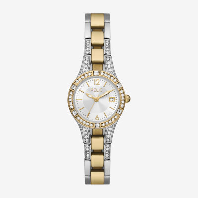 Relic By Fossil Womens Two Tone Bracelet Watch Zr34655