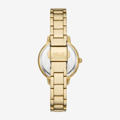 Relic By Fossil Womens Gold Tone Bracelet Watch Zr34657