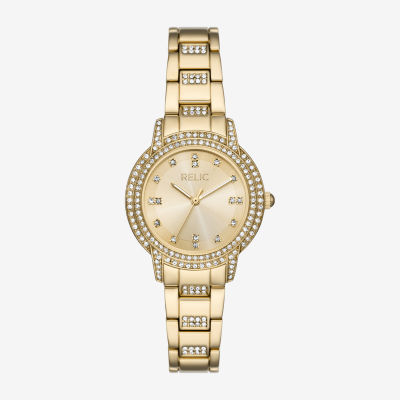 Relic By Fossil Womens Gold Tone Bracelet Watch Zr34657