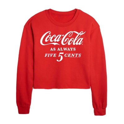 Juniors Coca Cola 5 Cents Crew Sweatshirt Womens Neck Long Sleeve