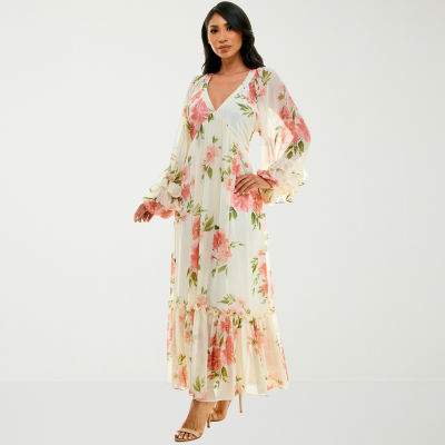 premier amour womens long sleeve floral maxi dress Plaza Del Caribe
