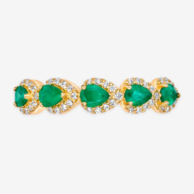 Womens 1/5 CT. Genuine Green Emerald 10K Gold Band