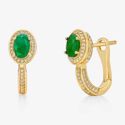Womens 3/8 CT. T.W. Genuine Green Emerald 10K Gold Drop Earrings
