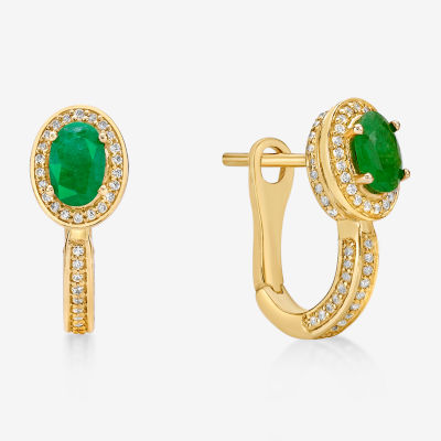 CT. T.W. Genuine Green Emerald 10K Gold Drop Earrings